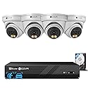 4COVR 12MP Security Camera System, 2-Way Audio, Person Vehicle Detection & Smart Dual Light Color Night Vision, 4X 12MP Dome PoE IP Camera IP67