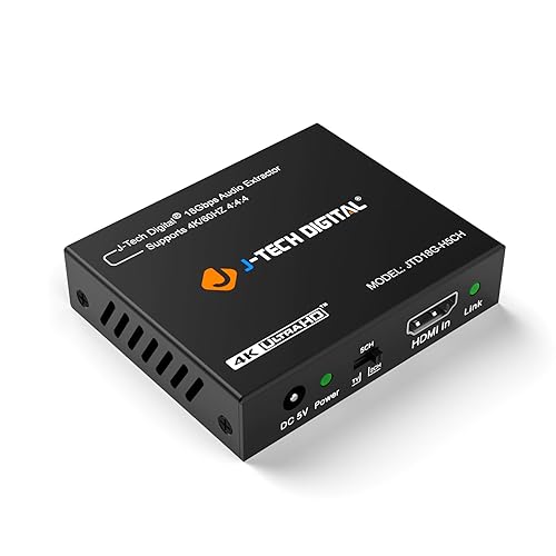 J-Tech Digital 4K HDMI Audio Extractor, 4K@60Hz 1080P@120Hz 1080P@144Hz HDMI to Optical, 3.5mm Audio Converter Adapter, SPDIF, HDR10 CEC Digital