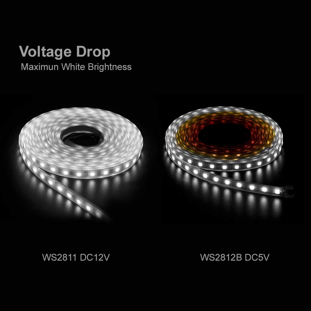 BTF-LIGHTING WS2811 Addressable LED Strip Ultra Bright 5050SMD RGB 60LED/m 20Pixels/m Multi-Colored Light Total 300LED 100Pixels 16.4FT DC12V IP65
