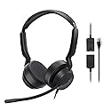 Yealink Phone Headsets for Office Phones YHS36 E2 QD to RJ9 Wired Headset Compatible with Poly Snom Phones Desk Landline VoIP Headset with Microphone
