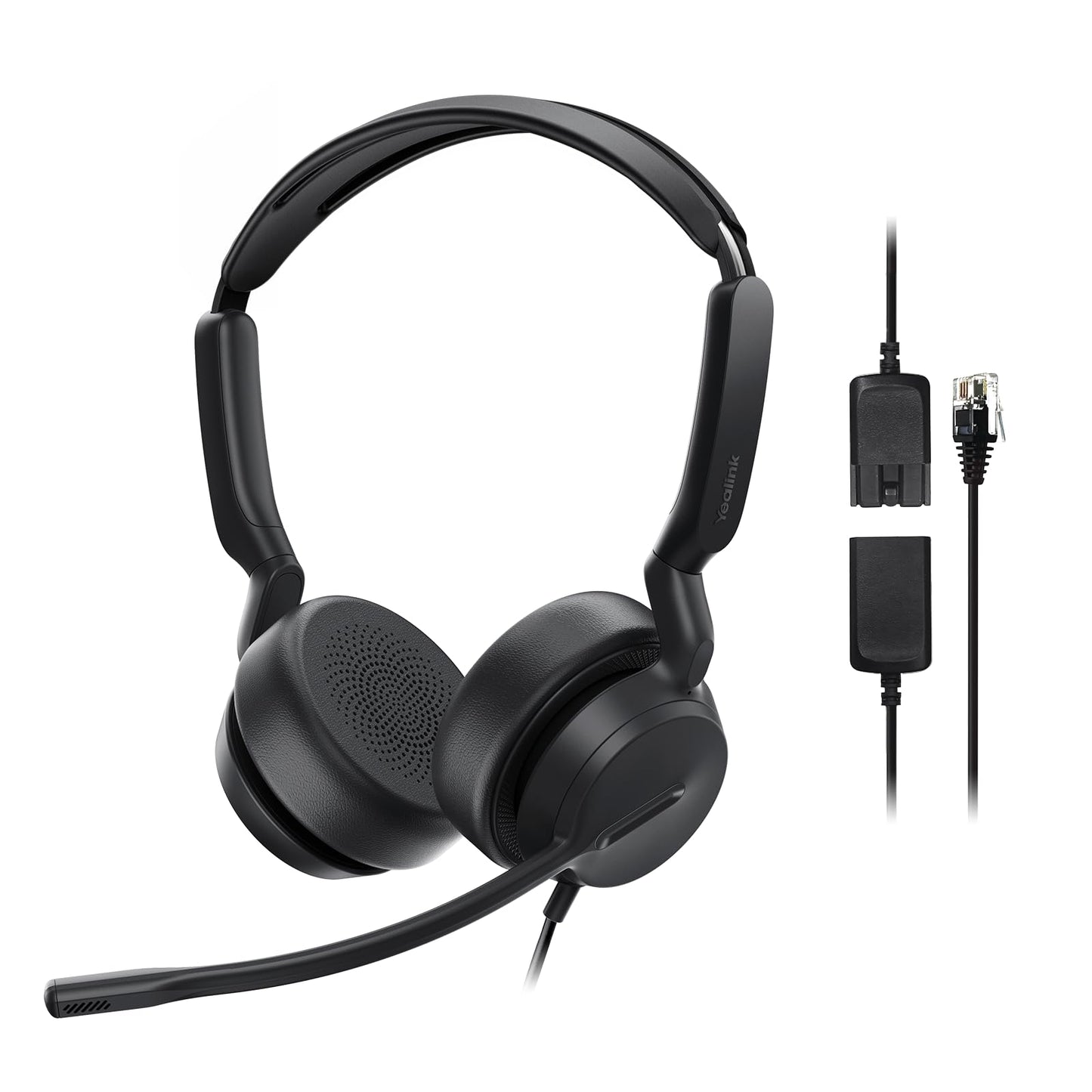 Yealink Phone Headsets for Office Phones YHS36 E2 QD to RJ9 Wired Headset Compatible with Poly Snom Phones Desk Landline VoIP Headset with Microphone