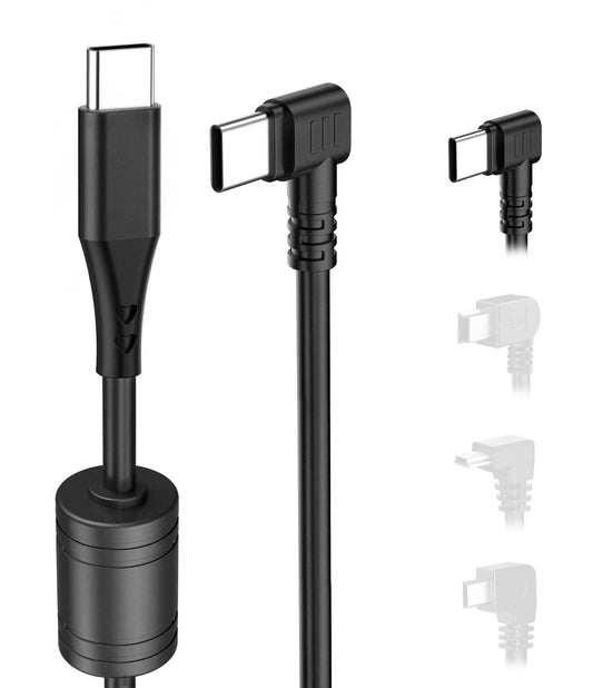Gonifeto Dash Cam Power Cord,(10Ft) USB C to USB C Dashcam Charger Cable,Thicker Shielded Mirror Camera Charging Cable,90 Degree Type C Dash Cam