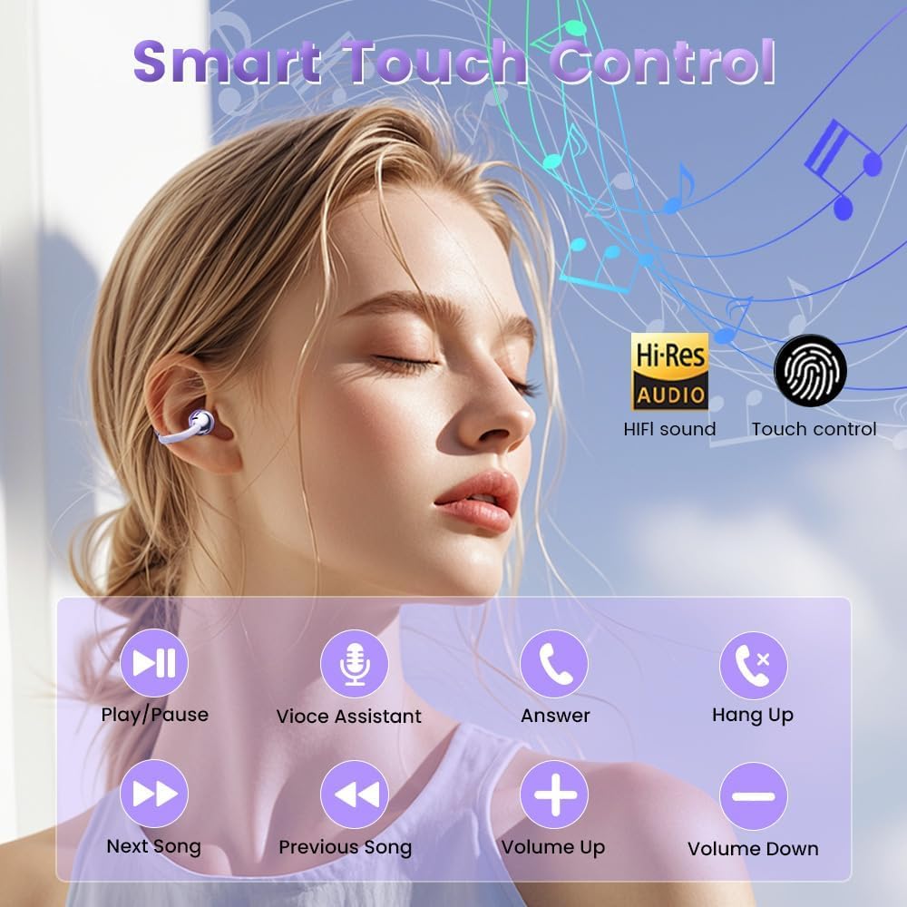 EXECCZO Ear Clip Earbuds Mini Open Ear Headphones Wireless Bluetooth Earphones for Sport Workout Driving Walking Running Compatible with iPhone…