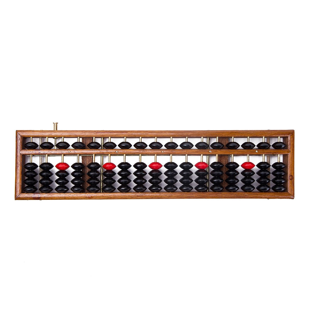 Vintage-Style 17 Digit Rods Wooden Abacus Soroban Chinese Japanese Calculator Counting Tool w/Reset Button 14"