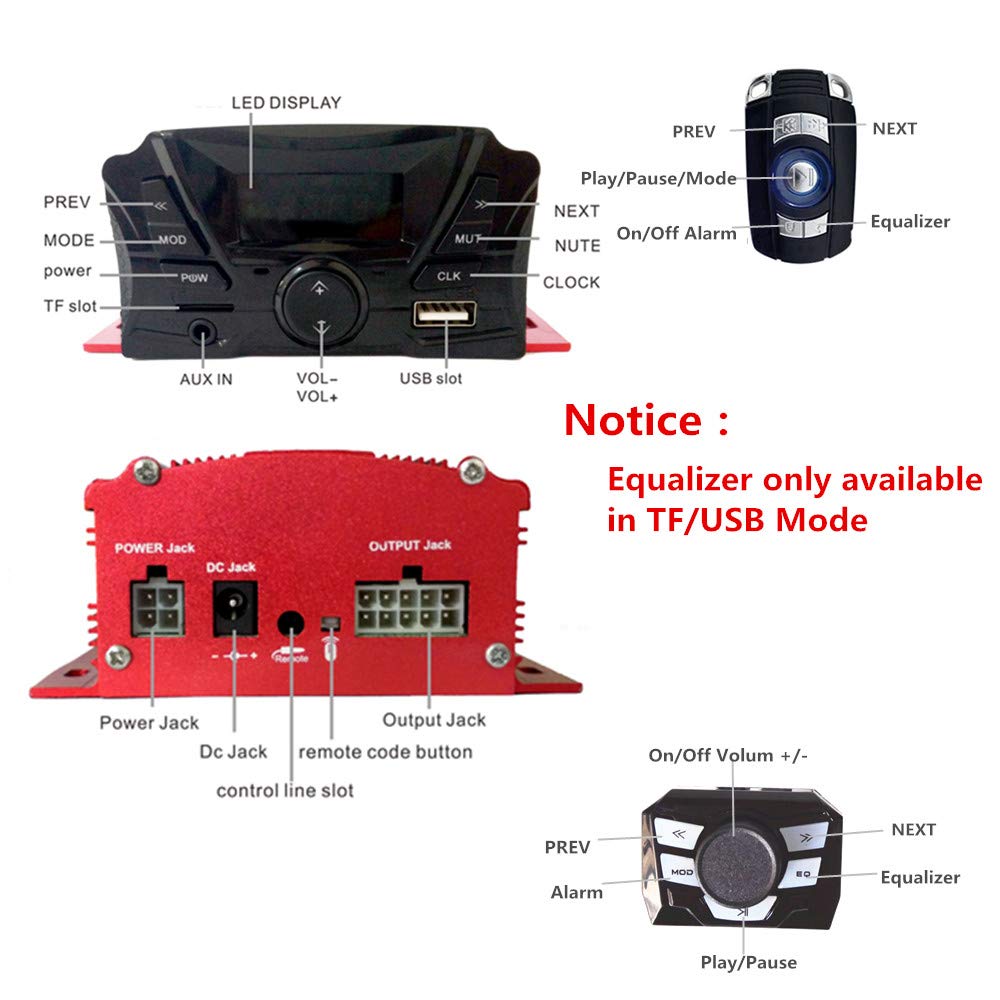 XYC UTV,ATV, Anti-Theft Bluetooth Motor Remote 3" Motorcycle Waterproof Bluetooth Wireless Speaker 7/8-1 in. Handlebar Mount MP3 Music Player Sound