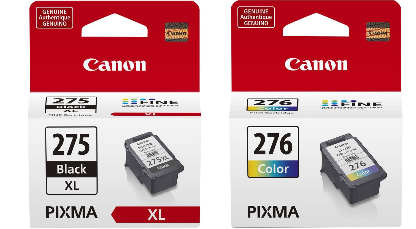 Canon PG-275 XL Black CL-276 Color Ink Cartridges (Retail Packaging)