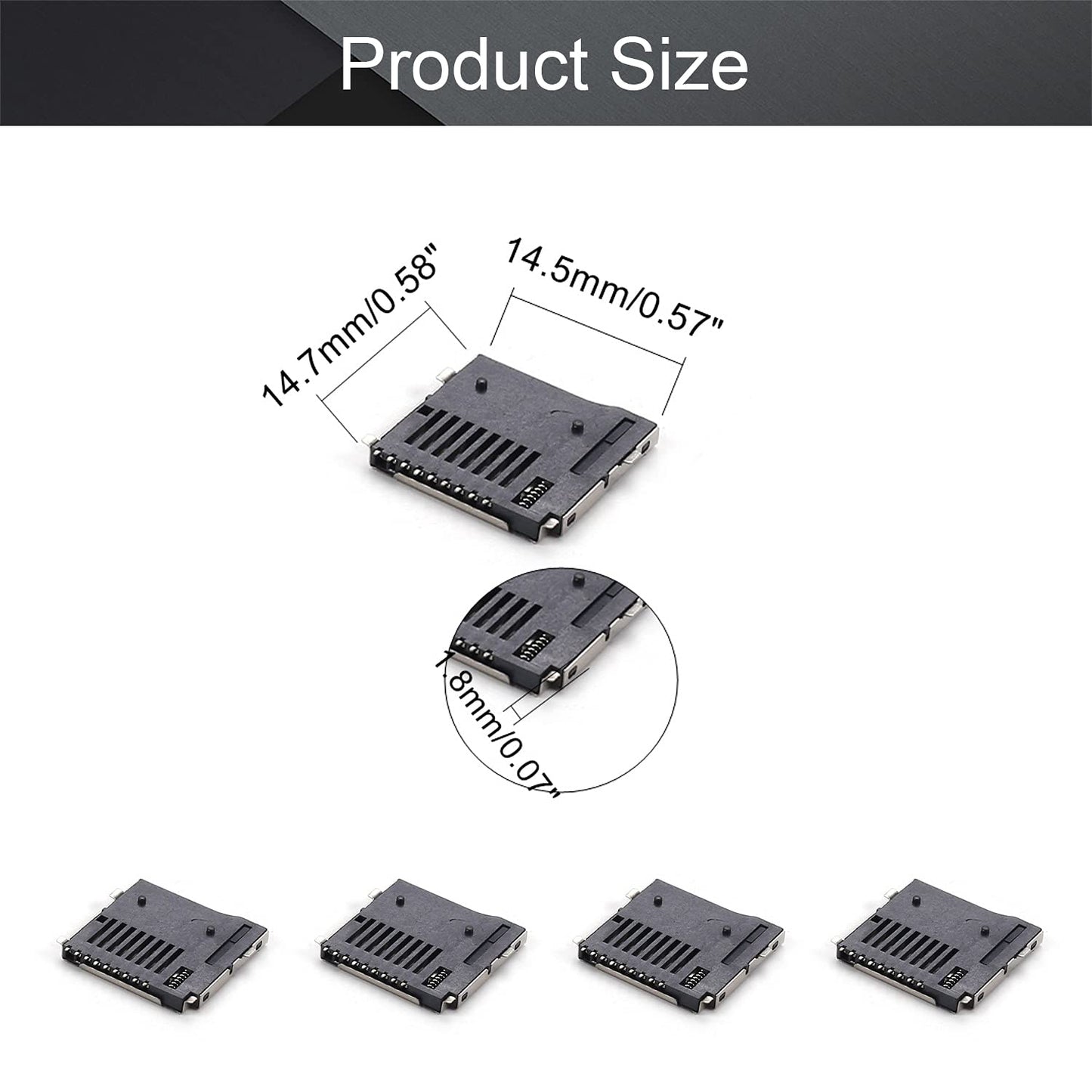 Fielect 10pcs TF Card Connector Holder Spring Loaded Push Type PCB Mount Connector 9 Pin