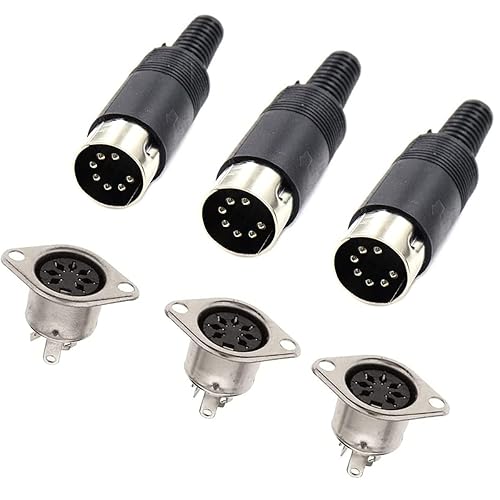 jing 7 Pin DIN Male Plug Female Adapter Socket Panel Mount Chassis Audio AV Solder 7 pin din Connector 3 Sets