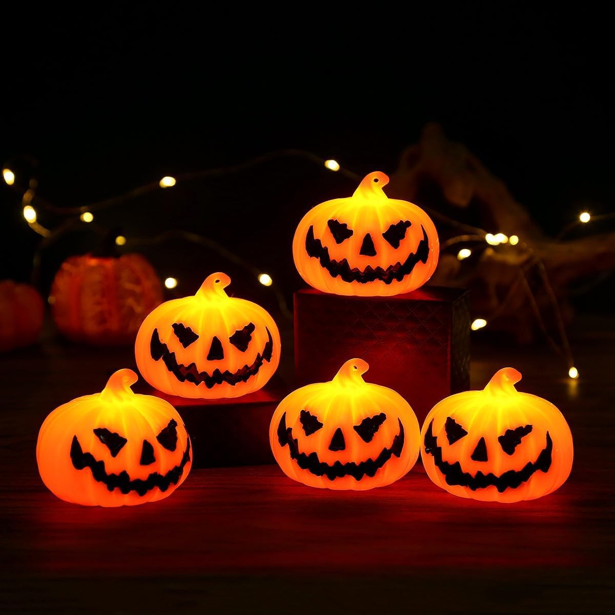 Mingkeda Halloween Flameless Candles,Mingkeda Halloween Party Lamp Decoration, Artificial Harvest Pumpkin Lanterns (3 Pumpkin Lanterns)