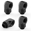 SDTC Tech 4-Pack G1/4" Male to Female Extender Connector 90° Rotary Elbow Enhance Multi-Link Adapter Fitting for PC Water Cooling System, Black