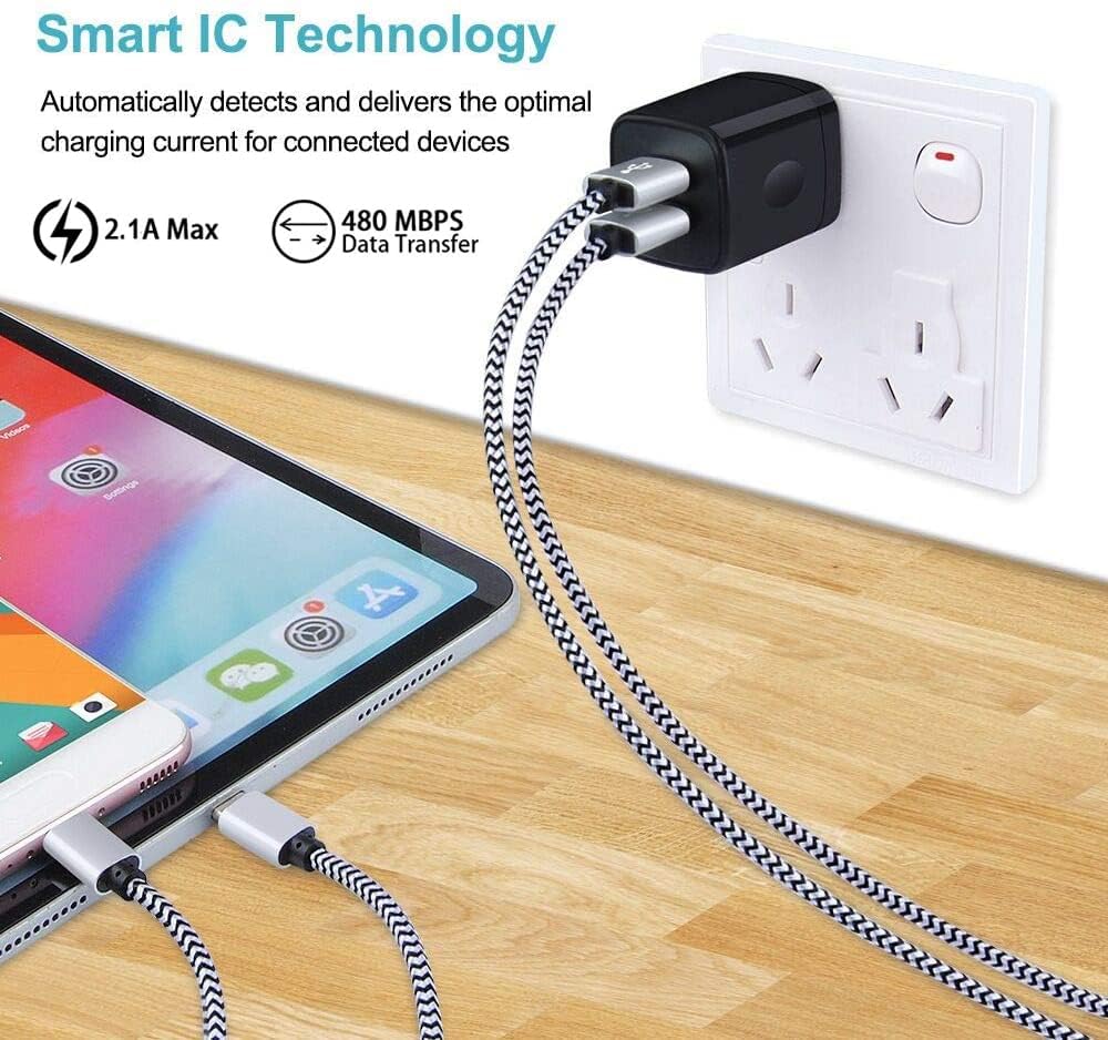USB Wall Charger, Charger Block, 3 Pack 2.4A Dual Port Charging Block charger Cube Power Adapter Charge for iPhone 17 16 15 14 13 12 11 Pro Max XS XR
