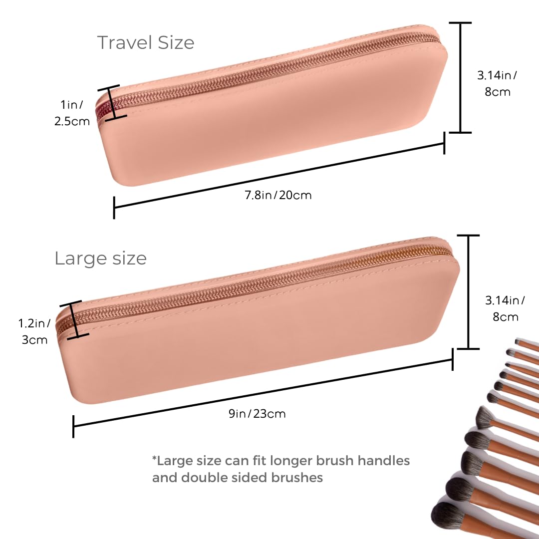 Brush Bubble Silicone Makeup Brush Holder Travel Case – Green 7.8"x3.15"x1", Protective Organizer for Brush Sets & Makeup Tools