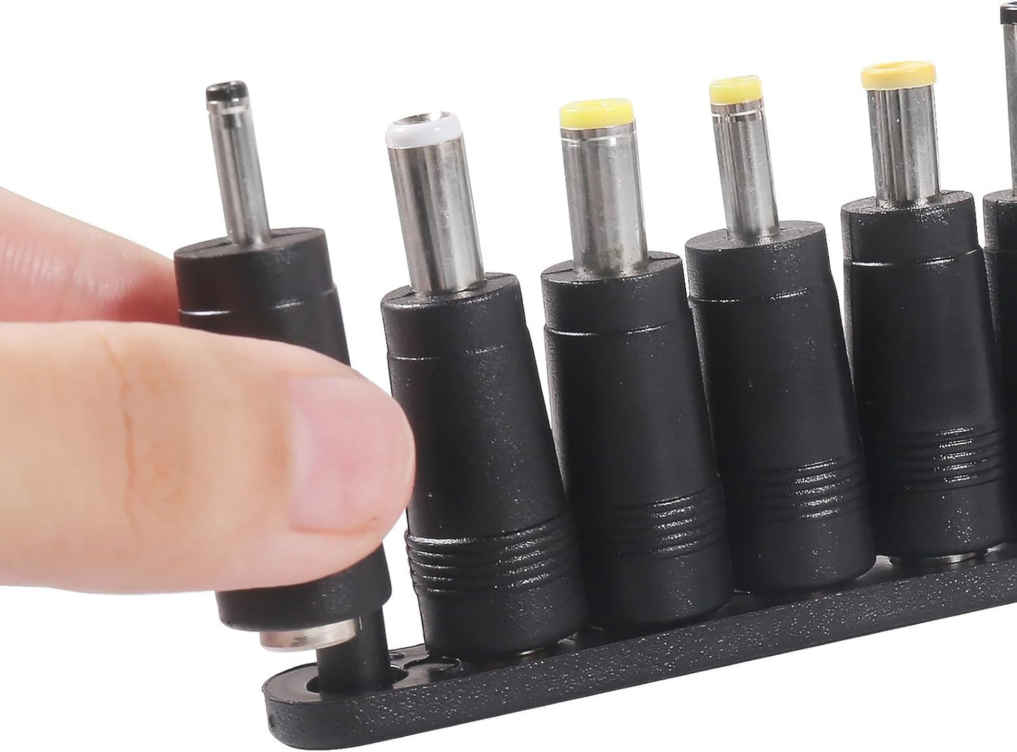 10pcs DC Connectors Plug Kit 5.5 x 2.1mm Connectors Kit Universal Laptop Input DC Plug Set Power Adapter Tips with Converter Cable 5V to DC 12V