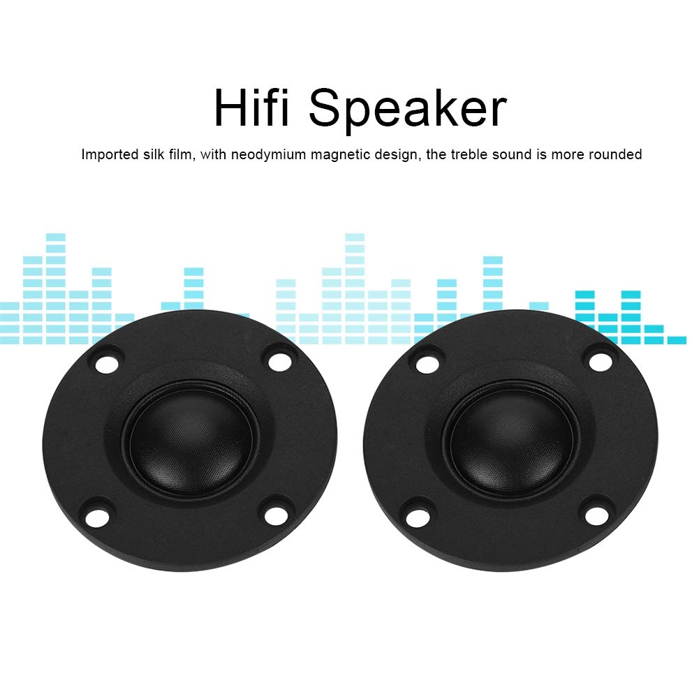 Hakeeta 2pcs 30w 6? High Fidelity Speaker Silk Film Hemispheric Tweeter with Iron Boron Driver, Smooth 20mm Diaphragm, Suitable for Speakers Over 8