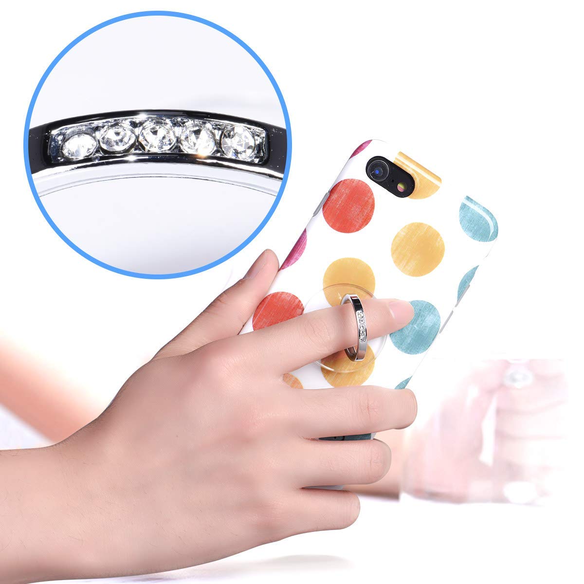 Transparent Phone Ring Holder Grip - EI Sonador Clear Cell Phone Ring Stand Holder Finger Grip Kickstand 360° Rotation, Compatible with Most