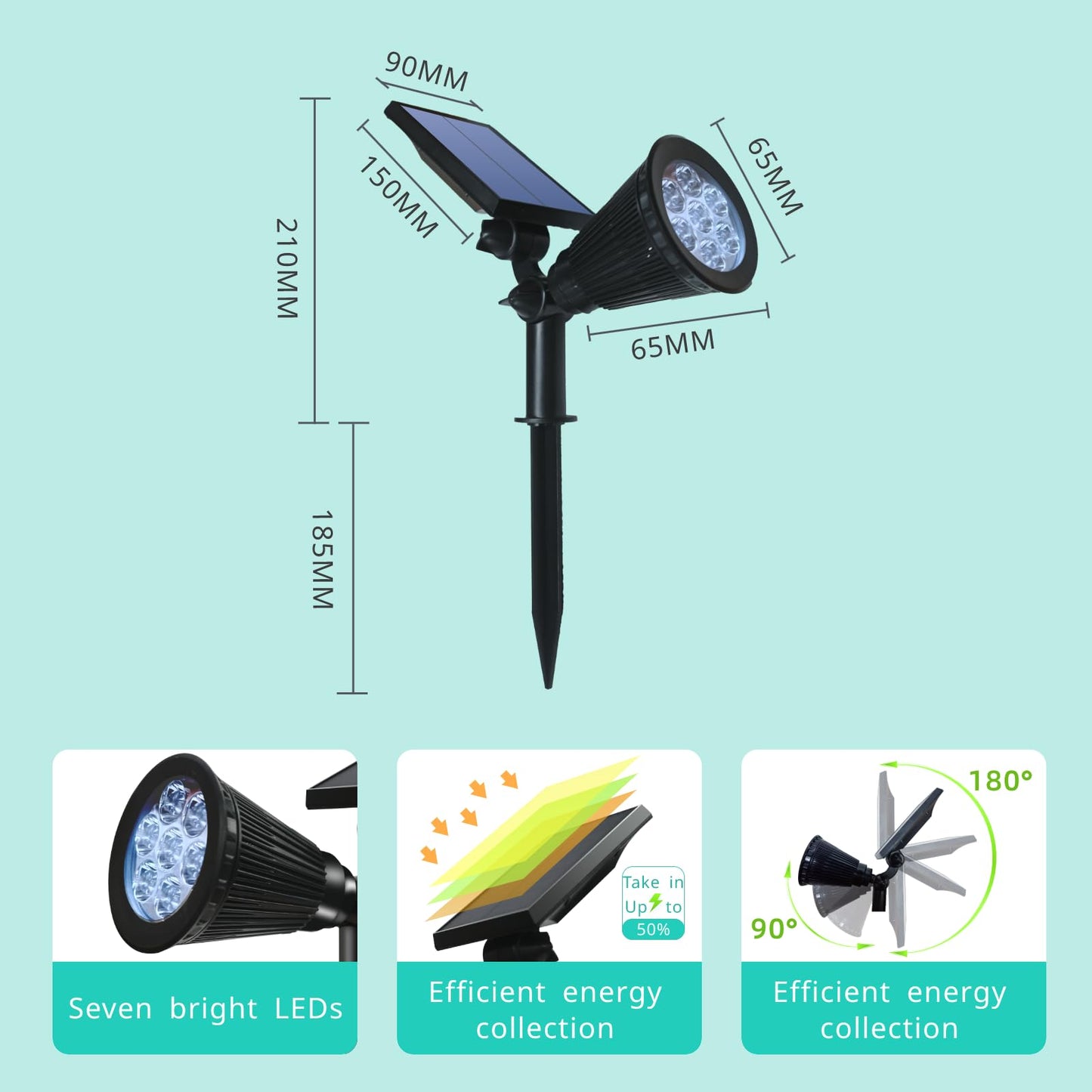 Sunklly Solar Spot Lights Outdoor Color Changing, 8 Lighting Modes 2-in-1 Solar Lights Outdoor Waterproof, Auto On/Off Multicolor Solar Powered