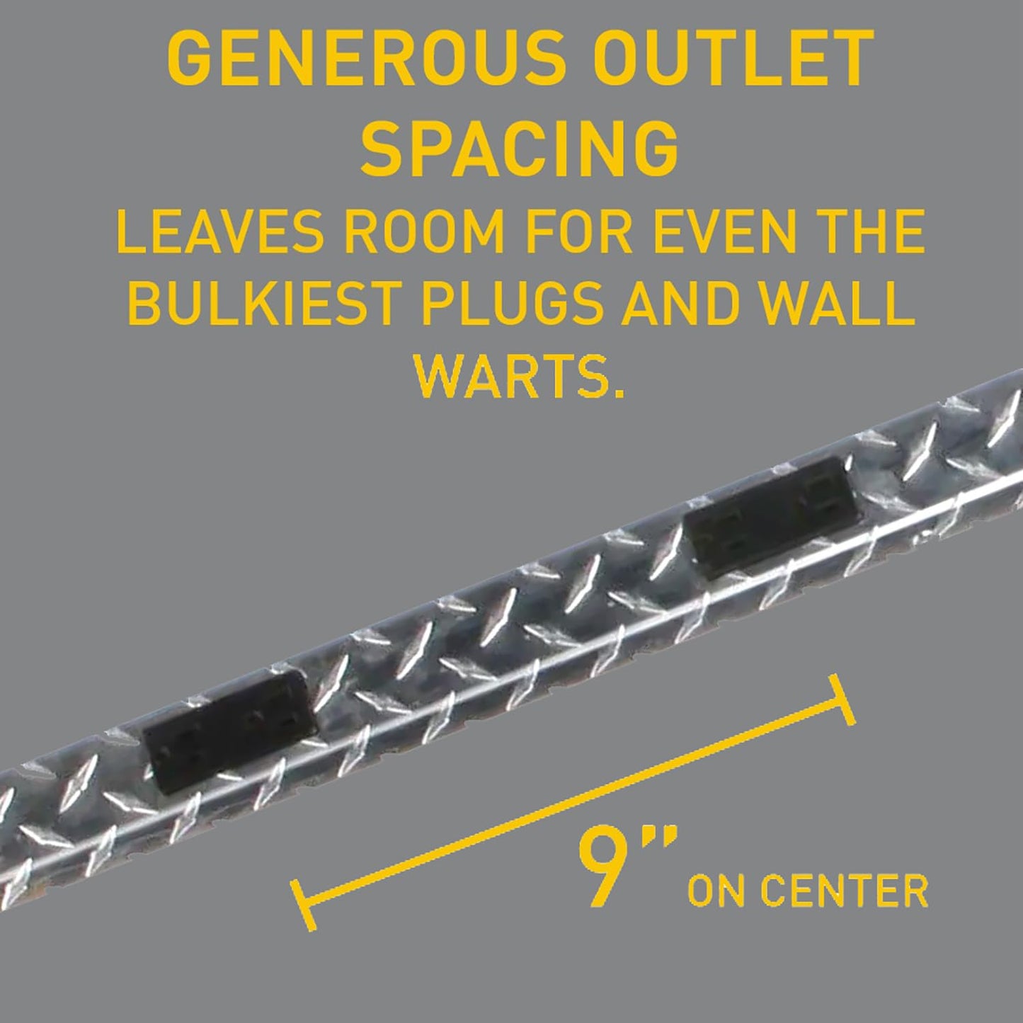 Legrand - Wiremold, 10 Outlet Wall Mount, Under Counter, 4 Foot Wiremold Power Pole with Diamond Plate Power Strip Garage, PM48TC