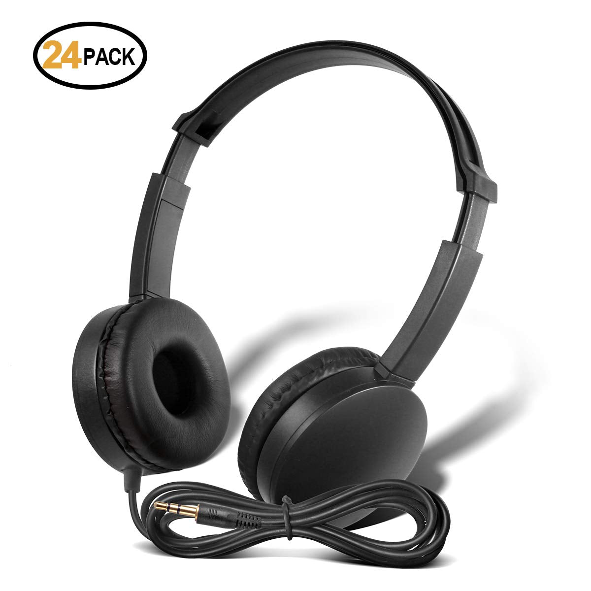 Kaysent School Headphones for Classroom Students - (KHPC-24B) 24 Packs Black Color Kids' Headphones for School, Library, Computers, Children…