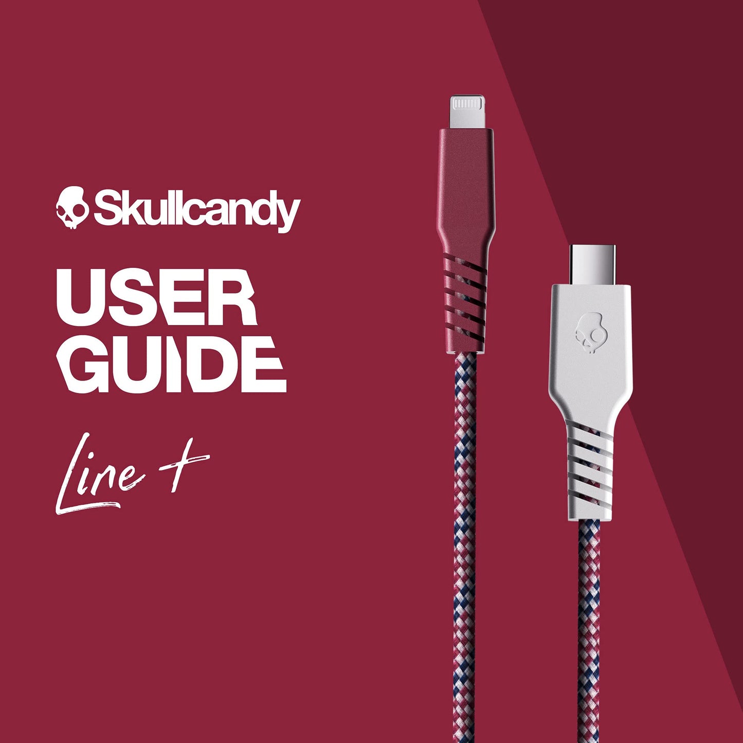 Skullcandy Line+ Braided Charging Cable, USB-C to USB-C - White/Crimson