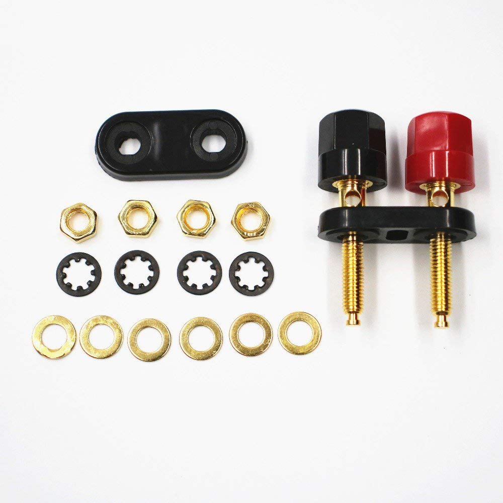 bnafes 4Pcs Banana Plug Jack Female Socket Gold Plated Terminal Binding Post Dual 4mm Banana Plugs Connector for Speaker Amplifier Terminal