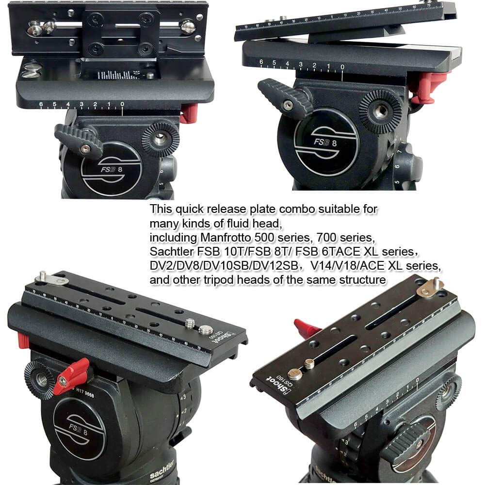 iShoot Camera Quick Release Plate Combo QR Mount Base QS-160-Combo Compatible with Manfrotto 500 Series 700 Series and Sachtler FSB 10T 8T 6T DV2 DV8