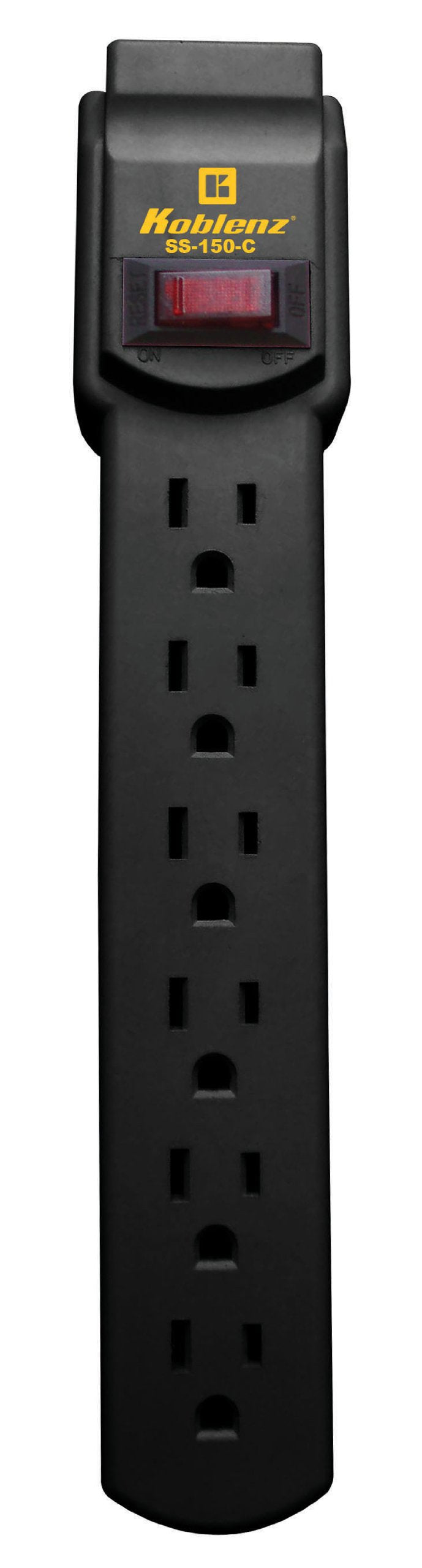 Koblenz Surge Suppressor, Surge Protector for Electronics with 6 Outlets and 3' AC Power Cord, 15 Amp Power Switch, 150 Joules Protection, Black