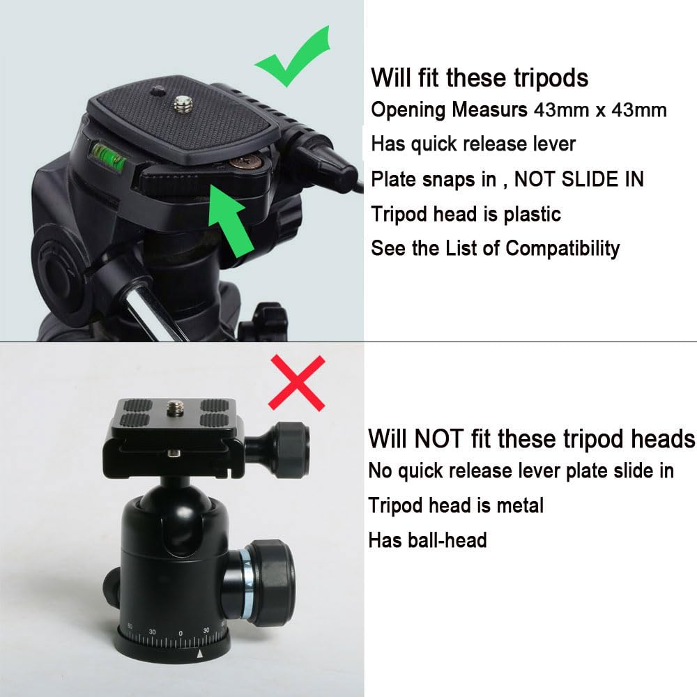 Harwerrel 2 Pack Tripod Quick Release Plate Camera Mount Adapter Replacement for Amazon Basics 60" Velbon CX-444 CX-888 CX-460 CX-460mini CX-470