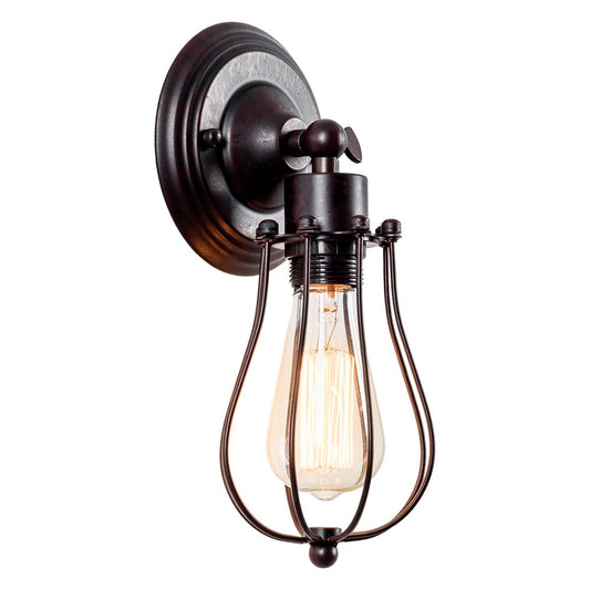 LULING Industrial Wall Sconce Vintage Lighting Adjustable Lamp Rustic Wire Metal Cage Wall Light Shade Edison Style Antique Fixture Porch Mirror (No