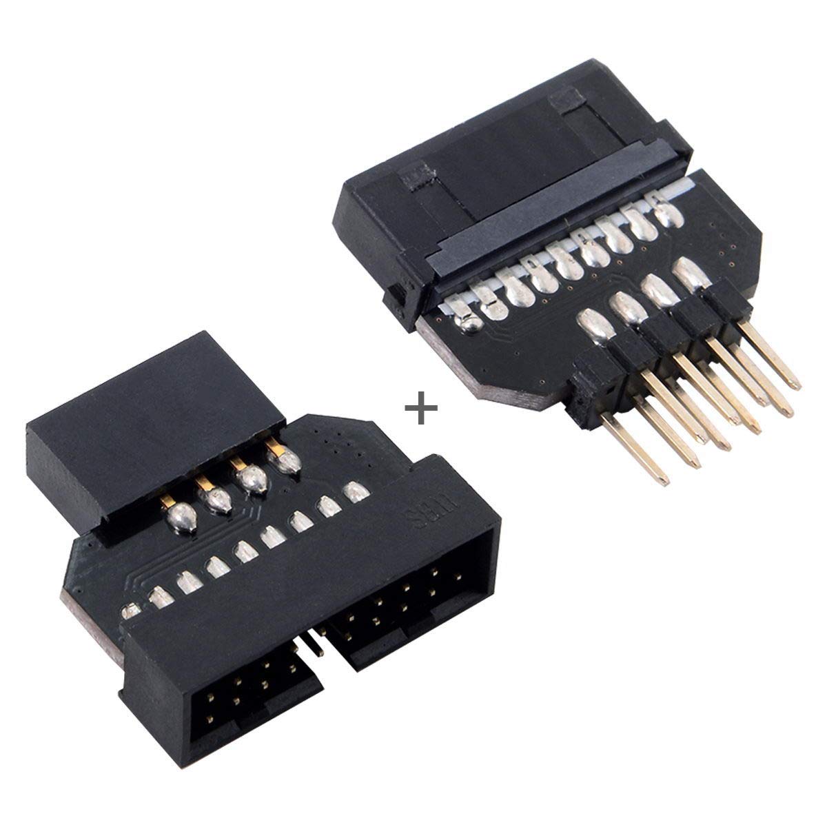 chenyang 2 Pack USB 2.0 Front Panel Header 9/10Pin Male/Female to 19/20Pin Male/Female Mainboard Header Gender Changer Connector Adapter