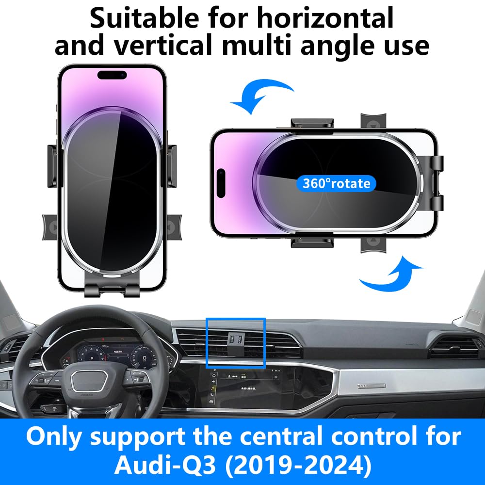 YEGZA Car Phone Holder for Audi Q3 2019 2020 2021 2022 2023 2024 Auto Accessories Navigation Screen Bracket Interior Decoration Dashboard Cell Mobile