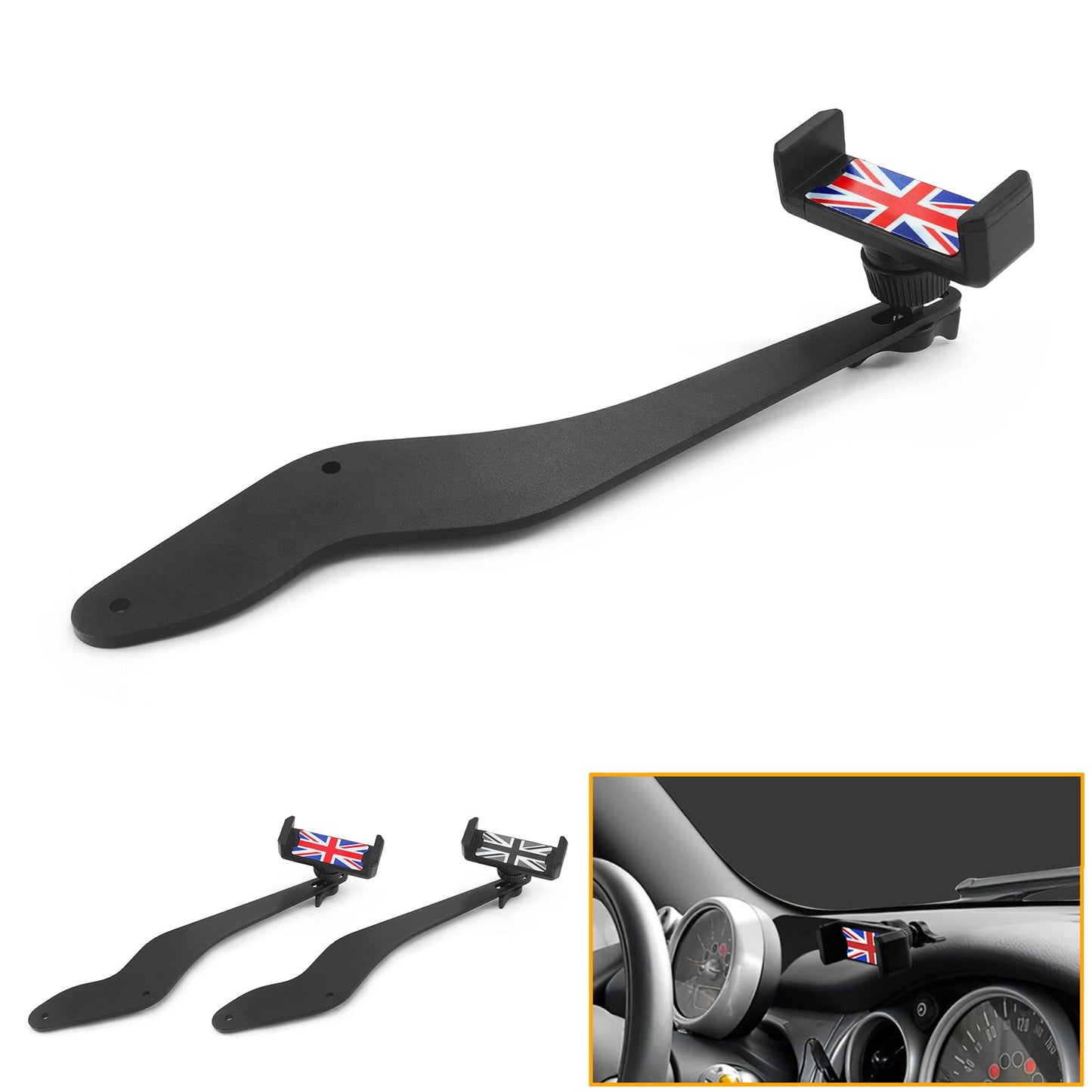 Lavitin Phone Holder Compatible with Cooper S Works JCW ONE R50 R52 R53 Hatchback Convertible Car Cell Phone Mount 360° Rotatable Cradle Metal