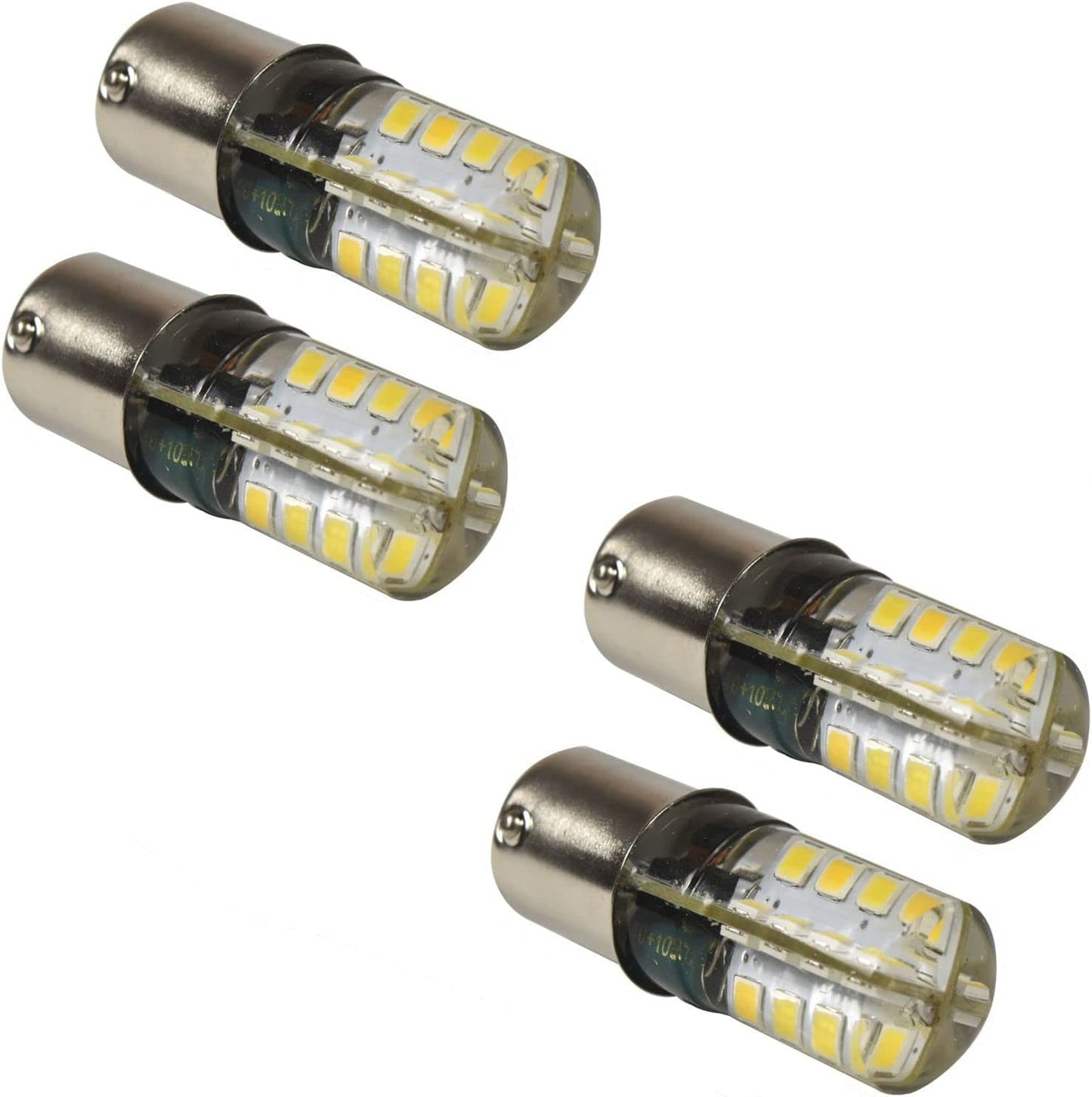 HQRP 4-Pack 3W 250-300 Lumen BA15s 32 LEDs Cool White Bulb compatible with #1141#1156 Casita RV Interior/Porch Replacement DC