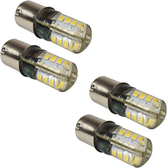 HQRP 4-Pack 3W 250-300 Lumen BA15s 32 LEDs Cool White Bulb compatible with #1141#1156 Casita RV Interior/Porch Replacement DC