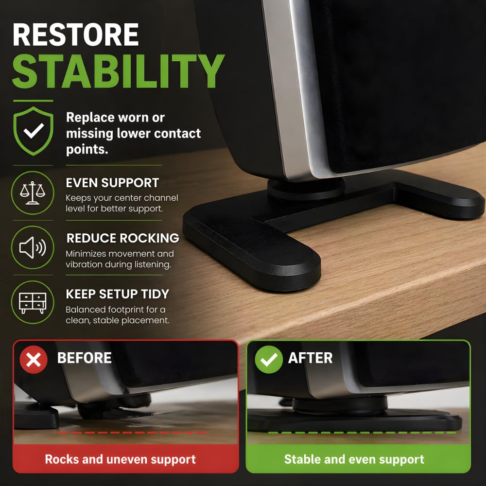 SplashNColor Center Channel Feet Compatible with Logitech Z5500 Speaker - Stable Replacement Legs | Upright Sound Positioning for Shelf and Console