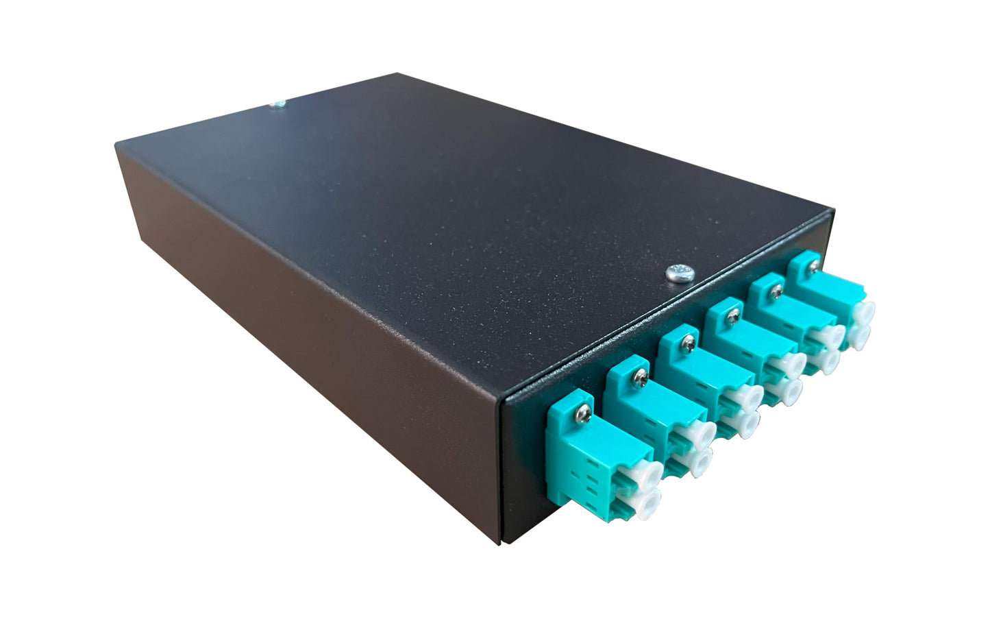 6-Port Fiber Optic Wall Mount Enclosure, OM3 Multimode LC-UPC, 12-Core Box with Pigtails, Black