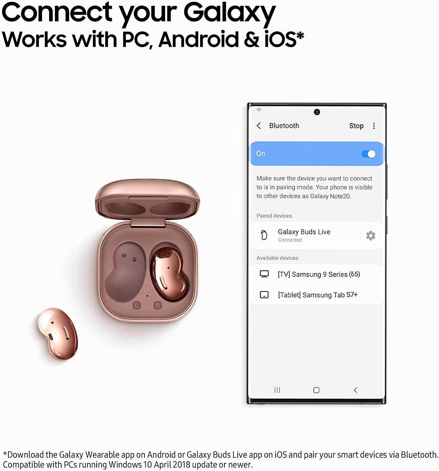 Samsung Galaxy Buds Live, Earbuds w/Active Noise Cancelling (Mystic Black) (Renewed)