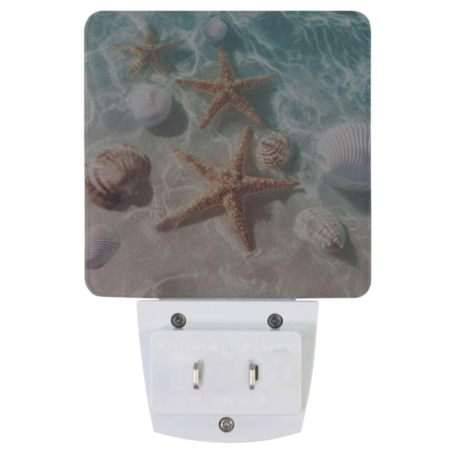 Vdsrup Summer Beach Starfishs Night Light Set of 2 Seashells Ocean Sea Plug-in LED Nightlights Auto Dusk-to-Dawn Sensor Lamp for Bedroom Bathroom
