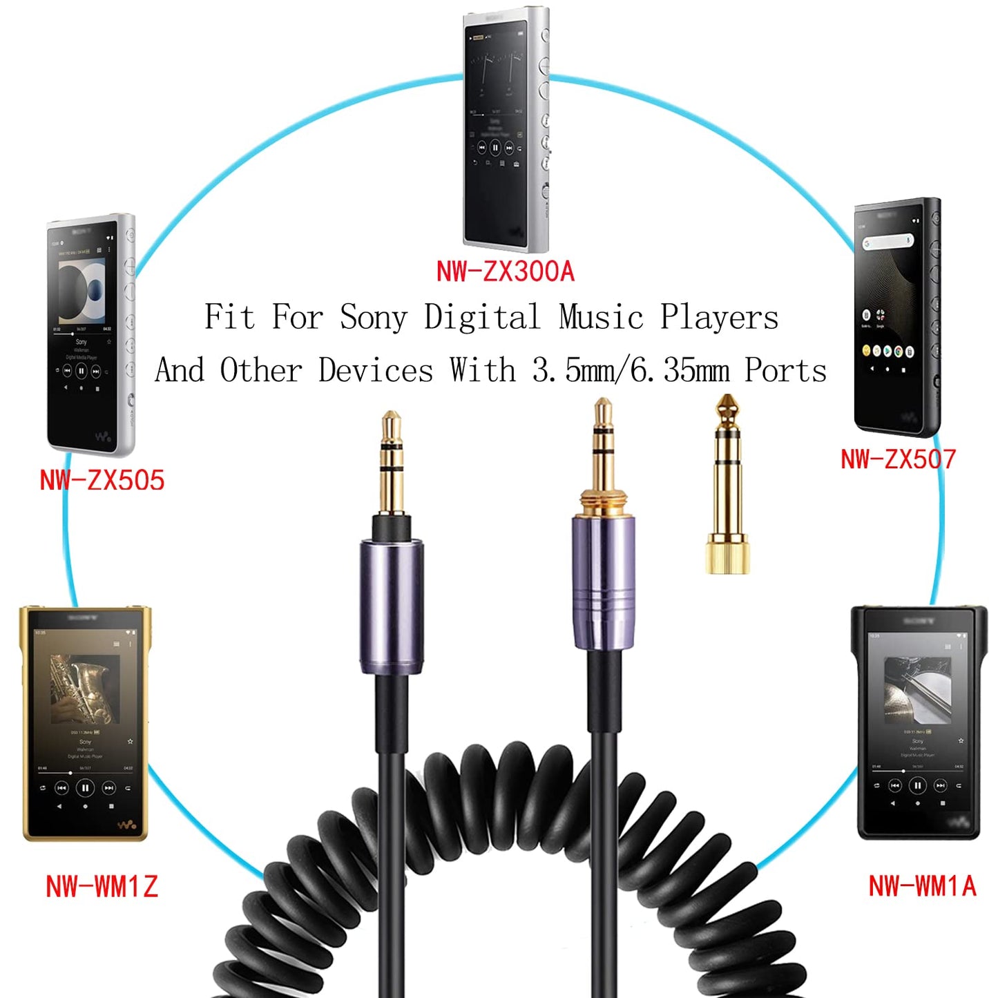 FAAEAL WH-1000XM3 Coiled Audio Cable Compatible with Sony WH-1000XM4 WH-1000XM5 MDR-XB950B1 Headsets,Audio-Technica ATH-M50xBT2…