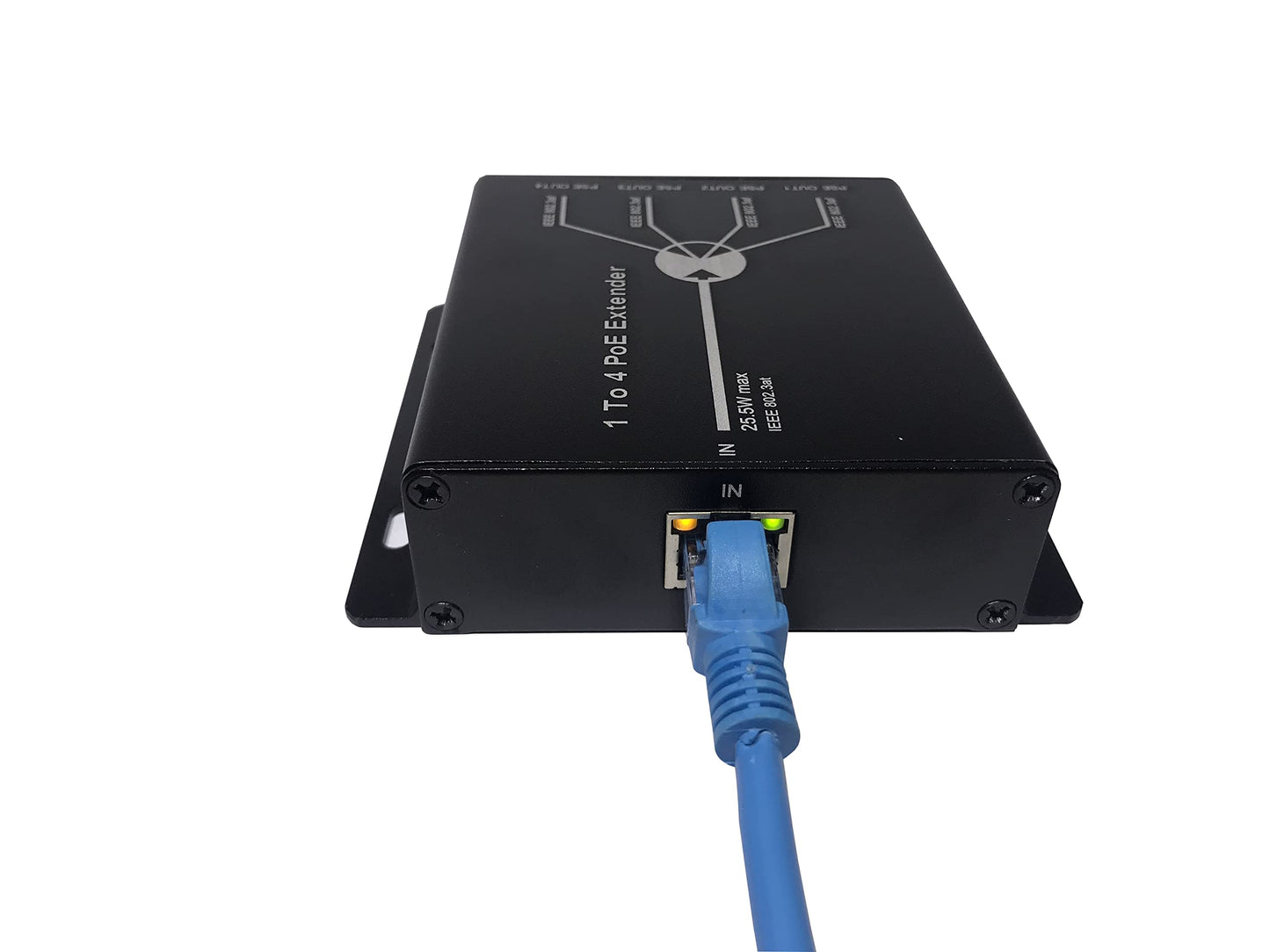 HKBTM POE Extender RJ45 4-Port 10/100M IEEE802.3at (Power-in) to IEEE802.3af (Power-Out) for Ethernet/PoE Power AP, IP Camera, IP Telephone and Other