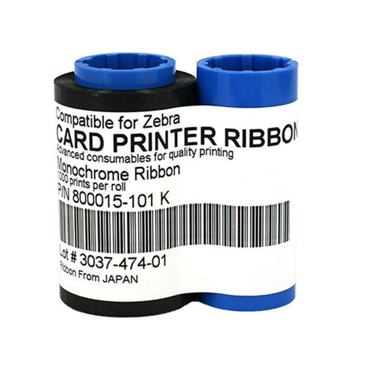 800015-101 Black Ribbon for Zebra P300 P310 P320i P330i P400C P420 P430i P500C P520C P520 P600C Card Printers 1000 Prints Monochrome Compatible