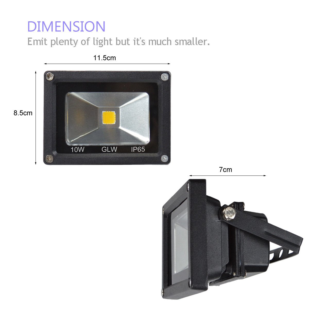 GLW® 10w 12v Ac or Dc Warm White Led Flood Light Waterproof Outdoor Lights 750lm 80w Halogen Bulb Equivalent Black Case