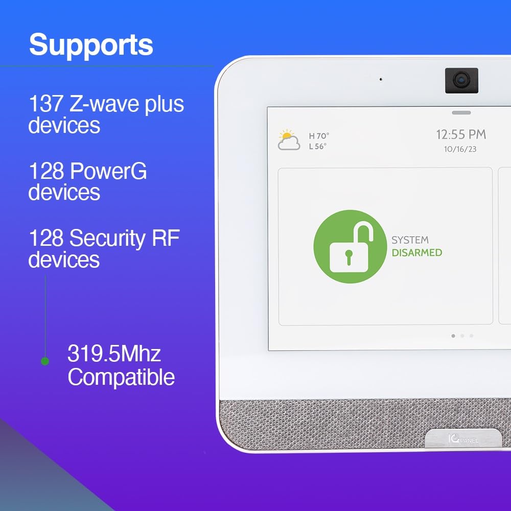 Qolsys IQ Panel 4: Wireless Smart Home Security System Alarm Panel for House Protection and Home Automation. Easily Integrate with Alexa, Window