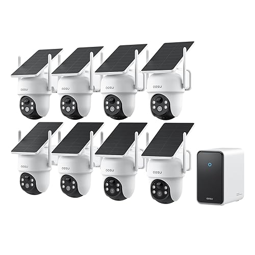 aosu D1 Classic 8-Cam Wireless Outdoor Security System, Solar Powered, 3K FullColor Night Vision, 360° PTZ, Smart AI Tracking, Local 32GB (Up