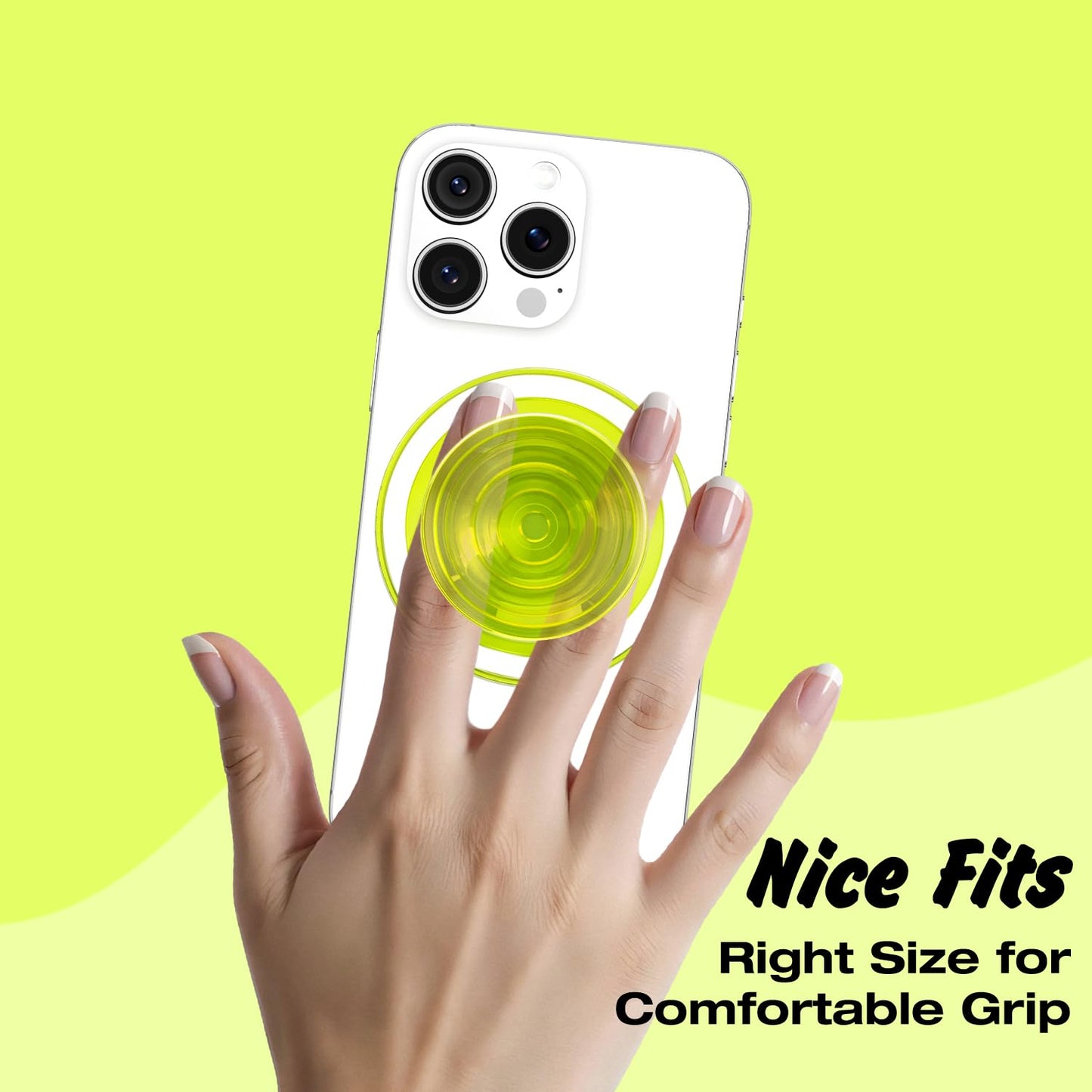 Svanove Magnetic Phone Grip Compatible with Magsafe, Mag Safe Translucent Clear Grip Collapsible Kickstand for iPhone Samsung Pixel, Cute Transparent