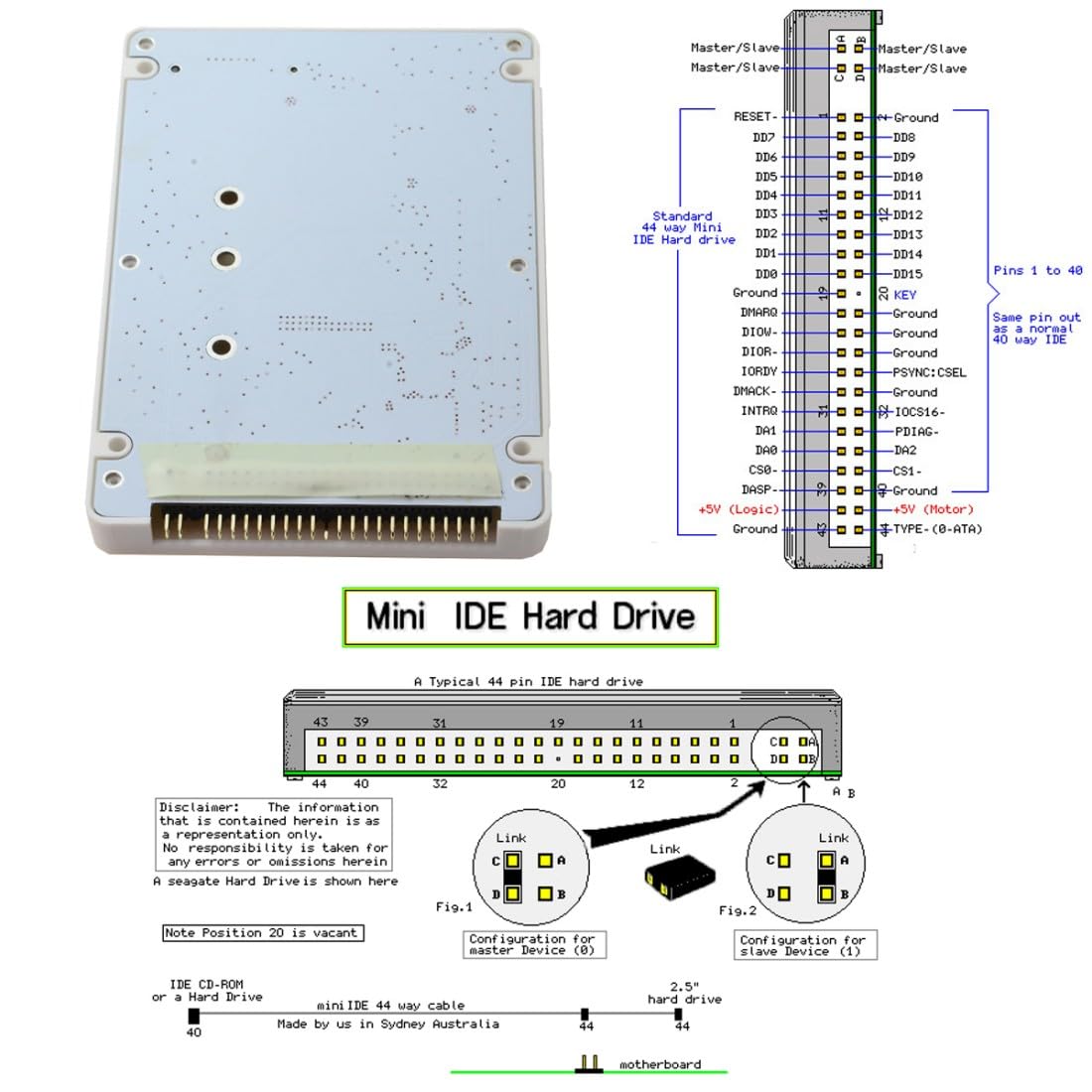 chenyang M.2 NGFF B/M-Key SATA SSD to IDE 44Pin 2.5 inch Hard Disk Case Enclosure for Laptop