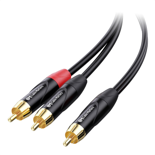 Cable Matters RCA Splitter Cable 1 Male to 2 Male - 3ft, RCA Y Splitter for Subwoofer, Speaker, Audio System or Home Theater