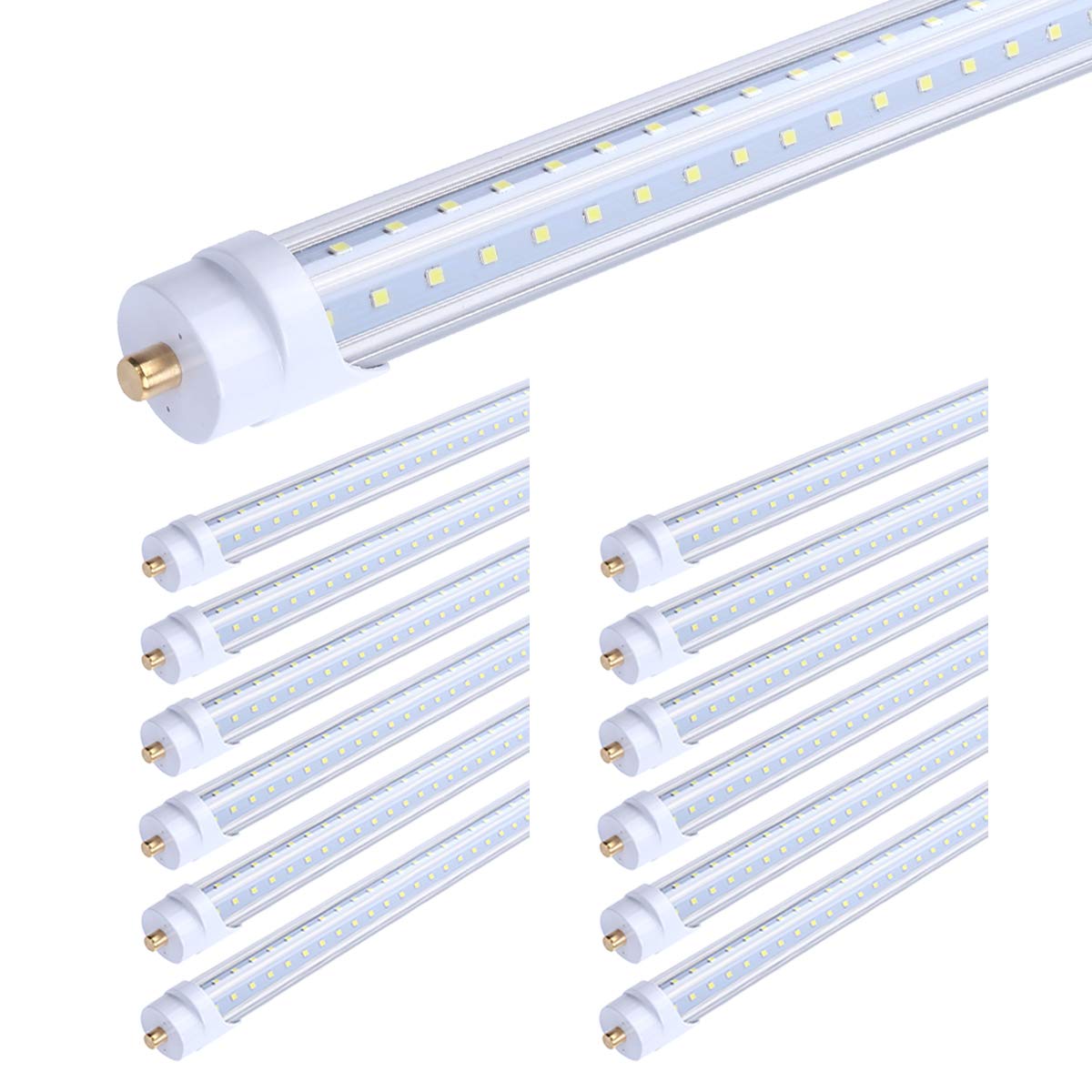 JOMITOP T8 V Shaped 8FT LED Tube Light,Need Bypass Ballast,65W Single Pin FA8 Base, 7800LM, 5000K Daylight White 8 Foot (Replace150W Fluorescent