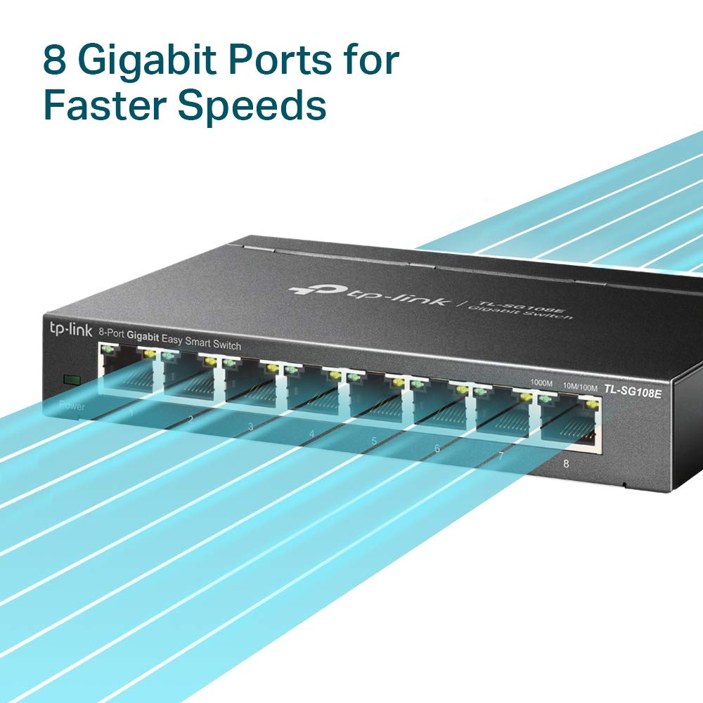 TP-Link 8 Port Gigabit Switch | Easy Smart Managed | Plug & Play | Desktop/Wall-Mount | Sturdy Metal w/ Shielded Ports | Support QoS, Vlan, IGMP