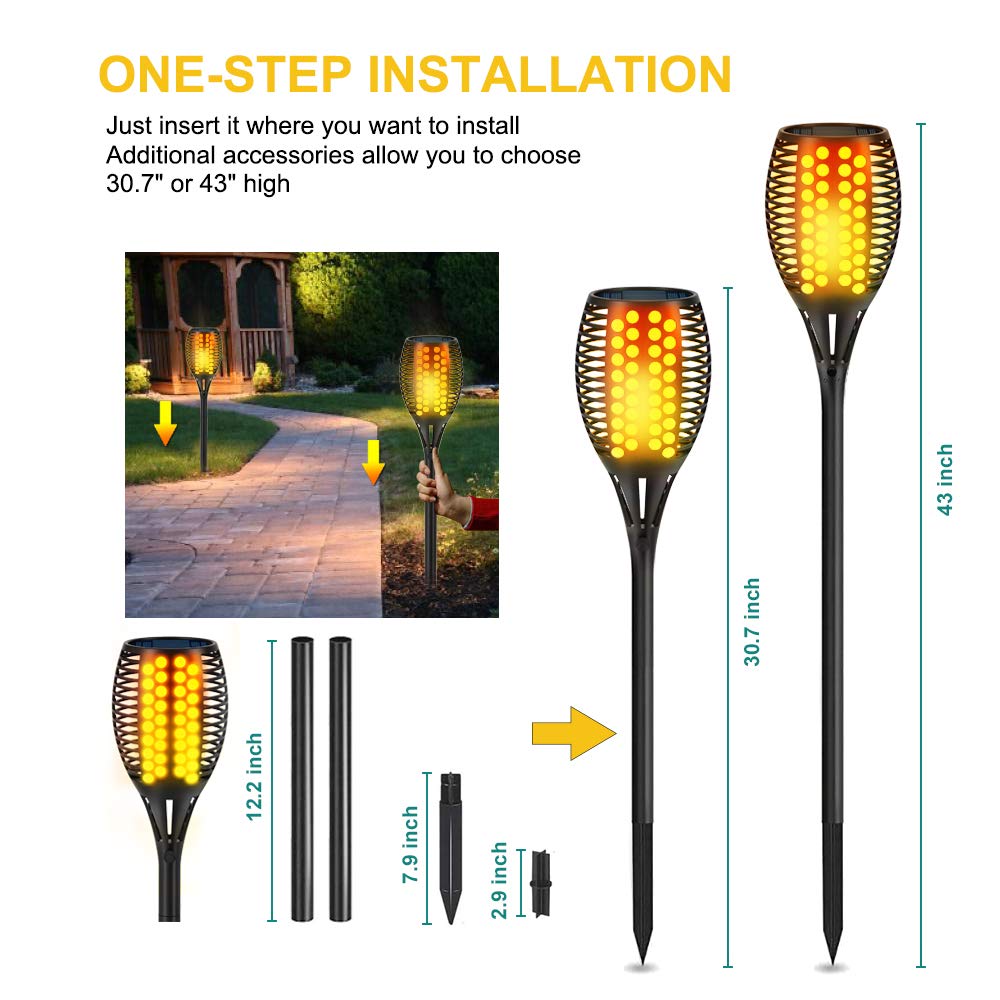 Aityvert Solar Torch Lights, 43" Flickering Flames 96LED Larger & Higher Torch Lights Outdoor Waterproof Landscape Decoration Lighting Dusk to Dawn