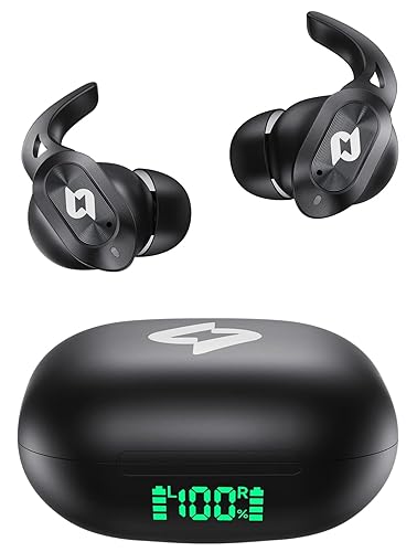 Wireless Headphones Bluetooth Earbuds with Wireless Charging Case 32H Playback LED Display in Ear Earphones Waterproof Ear buds Built in Mic Stereo…